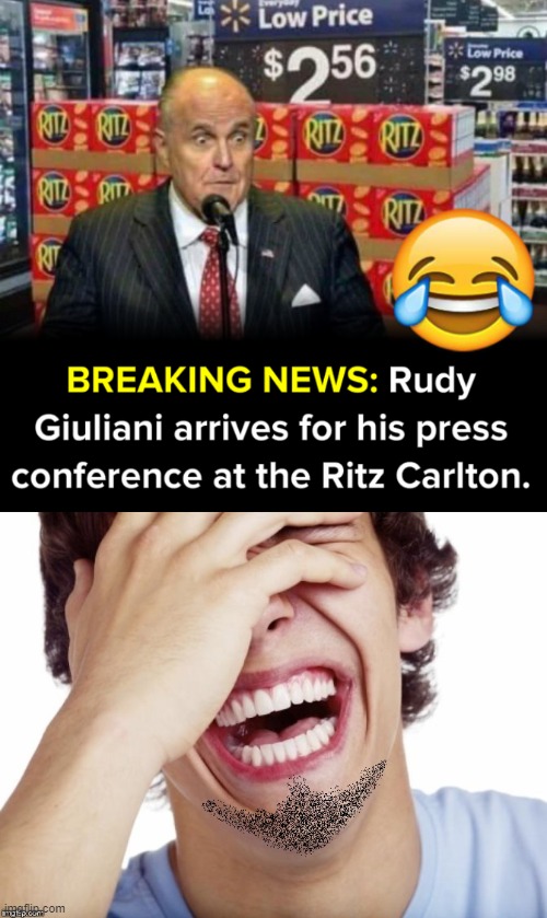 and they say the Left can't meme | image tagged in giuliani ritz-carlton,lol,rudy giuliani,repost,breaking news,memes about memeing | made w/ Imgflip meme maker