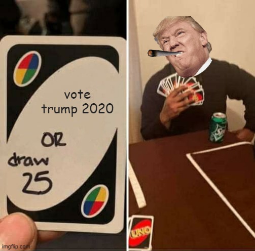 hehe | vote trump 2020 | image tagged in memes,uno draw 25 cards | made w/ Imgflip meme maker