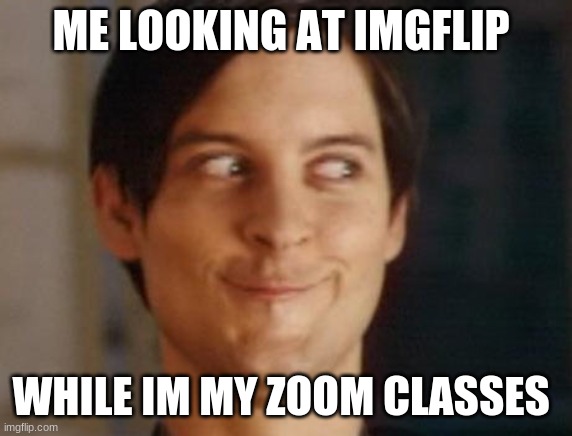 Spiderman Peter Parker Meme | ME LOOKING AT IMGFLIP; WHILE IM MY ZOOM CLASSES | image tagged in memes,spiderman peter parker | made w/ Imgflip meme maker
