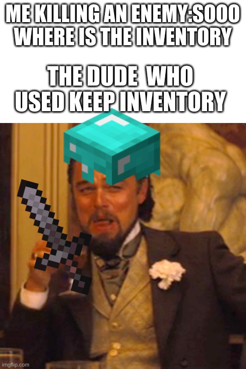 Laughing Leo | THE DUDE  WHO USED KEEP INVENTORY; ME KILLING AN ENEMY:SOOO WHERE IS THE INVENTORY | image tagged in memes,laughing leo | made w/ Imgflip meme maker