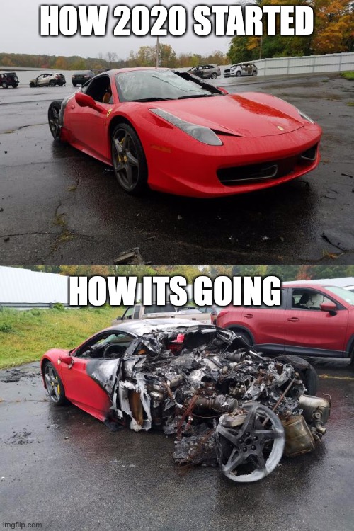 HOW 2020 STARTED; HOW ITS GOING | image tagged in 2020 ferrari | made w/ Imgflip meme maker