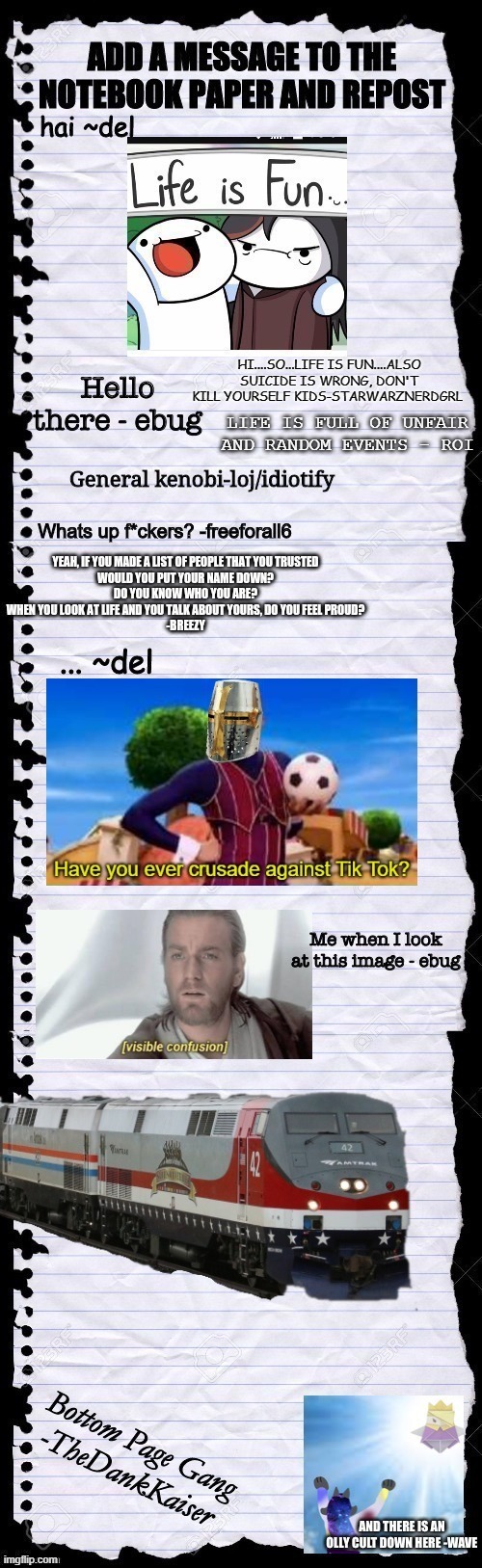 I joined the note book o fpage doom | LIFE IS FULL OF UNFAIR AND RANDOM EVENTS - ROI | made w/ Imgflip meme maker