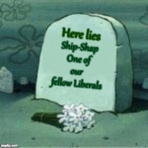 He Deleted | Here lies; Ship-Shap
One of our 
fellow Liberals | image tagged in memes,here lies x | made w/ Imgflip meme maker