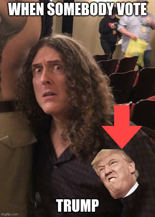 WAP weird al | WHEN SOMEBODY VOTE; TRUMP | image tagged in wap weird al | made w/ Imgflip meme maker