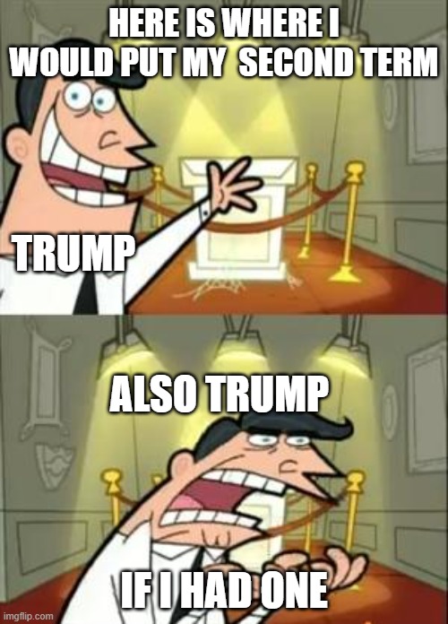 This Is Where I'd Put My Trophy If I Had One | HERE IS WHERE I WOULD PUT MY  SECOND TERM; TRUMP; ALSO TRUMP; IF I HAD ONE | image tagged in memes,this is where i'd put my trophy if i had one | made w/ Imgflip meme maker