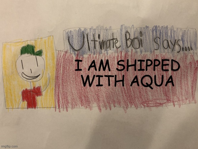 This is a real thing | I AM SHIPPED WITH AQUA | image tagged in ultimate boi says | made w/ Imgflip meme maker