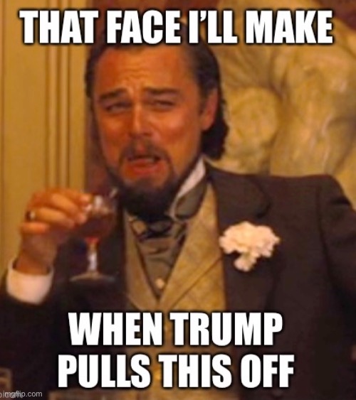 HOOK. LINE. & SINKER. | image tagged in leonardo dicaprio laughing,trump 2016,trump 2020,president trump,suckers,caught in the act | made w/ Imgflip meme maker