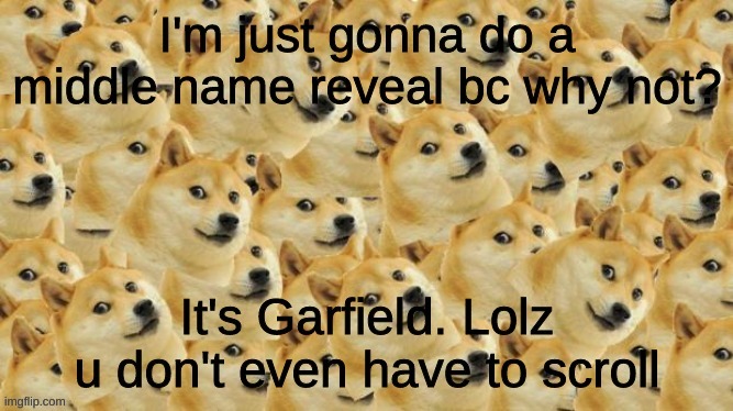 Middle name reveal! | image tagged in middle name reveal,doge,stop reading the tags | made w/ Imgflip meme maker