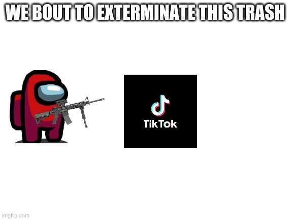TIKTOK MUST DIE | WE BOUT TO EXTERMINATE THIS TRASH | image tagged in blank white template | made w/ Imgflip meme maker