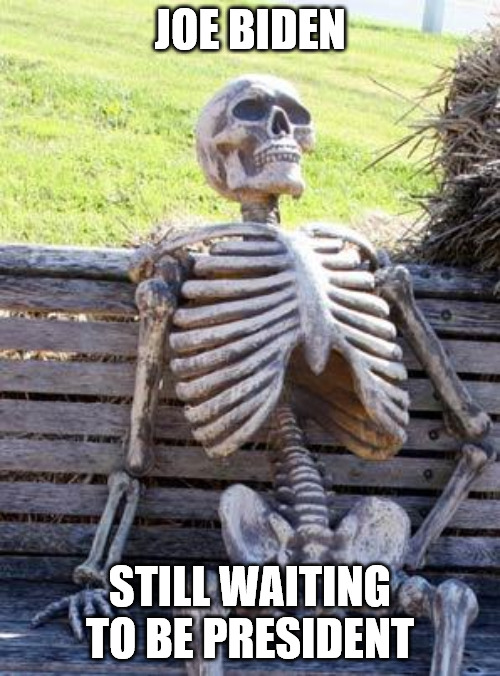 Waiting Skeleton | JOE BIDEN; STILL WAITING TO BE PRESIDENT | image tagged in memes,waiting skeleton | made w/ Imgflip meme maker