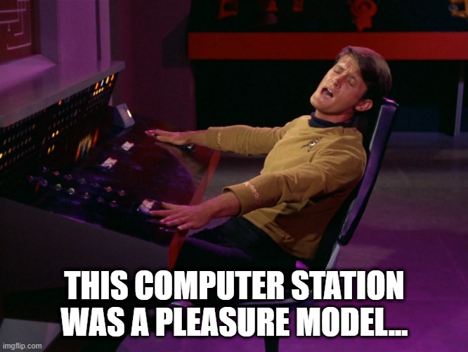 Lonely Space Cadet | THIS COMPUTER STATION WAS A PLEASURE MODEL... | image tagged in i'll take you home again kathleen | made w/ Imgflip meme maker