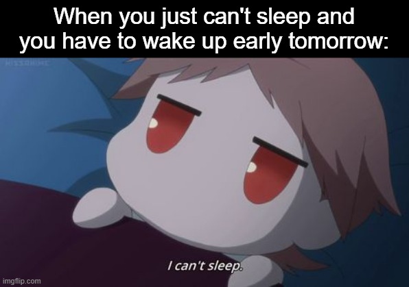 ZZZ | When you just can't sleep and you have to wake up early tomorrow: | image tagged in oushitsu kyoushi haine,bruh,memes,animeme,you thought this is a tag but it was i dio,anime | made w/ Imgflip meme maker