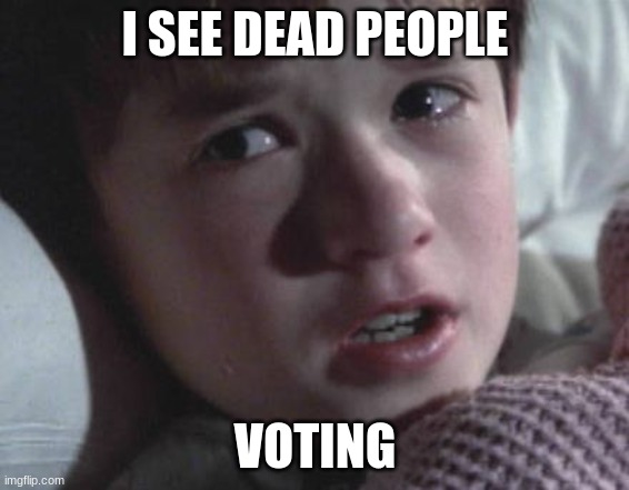 6th Sense Dead People | I SEE DEAD PEOPLE; VOTING | image tagged in 6th sense dead people | made w/ Imgflip meme maker