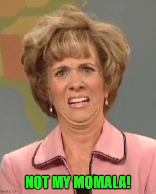 Disgusted Kristin Wiig | NOT MY MOMALA! | image tagged in disgusted kristin wiig | made w/ Imgflip meme maker