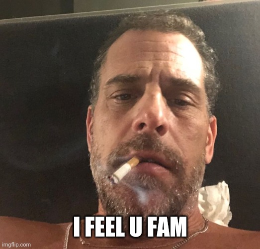 Hunter Biden | I FEEL U FAM | image tagged in hunter biden | made w/ Imgflip meme maker