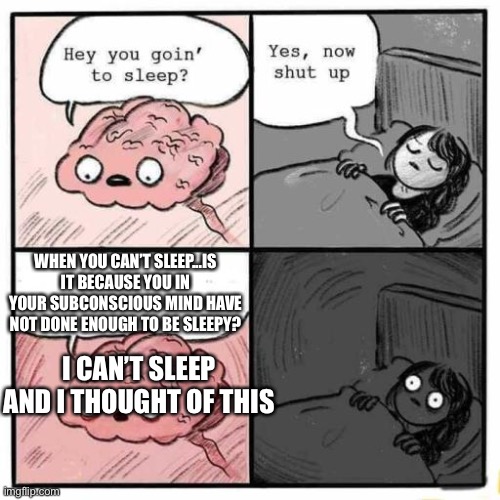 I CANT SLEEEEEEEEP! | WHEN YOU CAN’T SLEEP...IS IT BECAUSE YOU IN YOUR SUBCONSCIOUS MIND HAVE NOT DONE ENOUGH TO BE SLEEPY? I CAN’T SLEEP AND I THOUGHT OF THIS | image tagged in hey you going to sleep | made w/ Imgflip meme maker