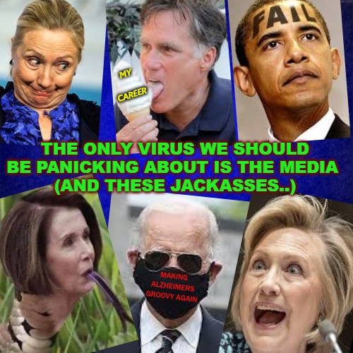 Gradient blue background | MY
 
CAREER; THE ONLY VIRUS WE SHOULD BE PANICKING ABOUT IS THE MEDIA 
(AND THESE JACKASSES..); MAKING ALZHEIMERS

GROOVY AGAIN | image tagged in gradient blue background | made w/ Imgflip meme maker