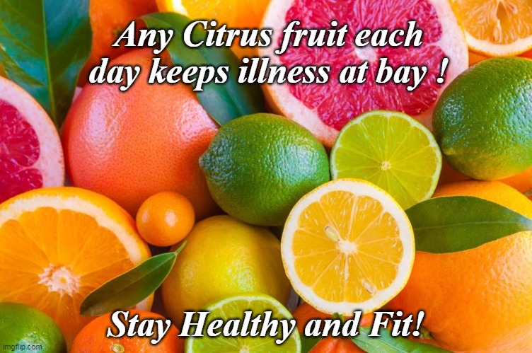 Eat Citrus! | Any Citrus fruit each day keeps illness at bay ! Stay Healthy and Fit! | image tagged in fruits,eating healthy | made w/ Imgflip meme maker