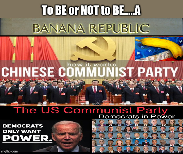 Banana Republic, To be or NOT to BE! | image tagged in banana republic,election,biden,communism,lie cheat and steal | made w/ Imgflip meme maker