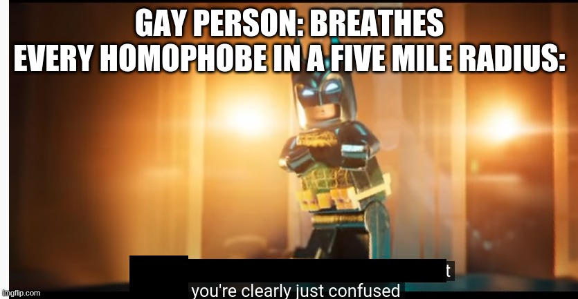 GAY PERSON: BREATHES
EVERY HOMOPHOBE IN A FIVE MILE RADIUS: | made w/ Imgflip meme maker