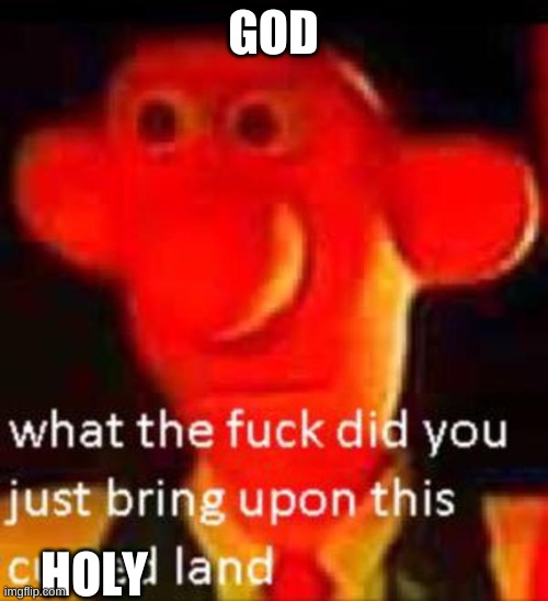 What the f**k did you just bring upon this cursed land | GOD HOLY | image tagged in what the f k did you just bring upon this cursed land | made w/ Imgflip meme maker