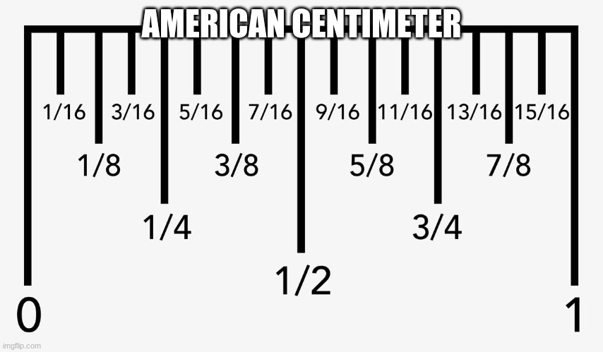 inch | AMERICAN CENTIMETER | image tagged in inch | made w/ Imgflip meme maker