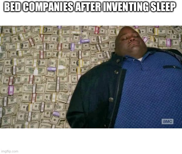 huell money | BED COMPANIES AFTER INVENTING SLEEP | image tagged in huell money | made w/ Imgflip meme maker