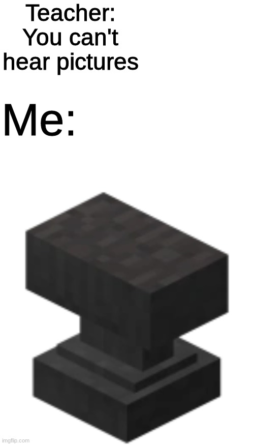 Teacher: You can't hear pictures; Me: | image tagged in minecraft,you cant hear pictures | made w/ Imgflip meme maker