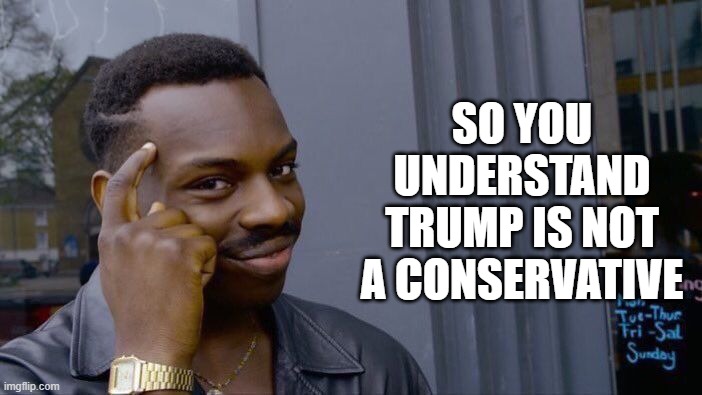 Roll Safe Think About It Meme | SO YOU UNDERSTAND TRUMP IS NOT A CONSERVATIVE | image tagged in memes,roll safe think about it | made w/ Imgflip meme maker