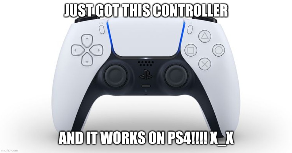 WOW | JUST GOT THIS CONTROLLER; AND IT WORKS ON PS4!!!! X_X | image tagged in ps5 controller | made w/ Imgflip meme maker