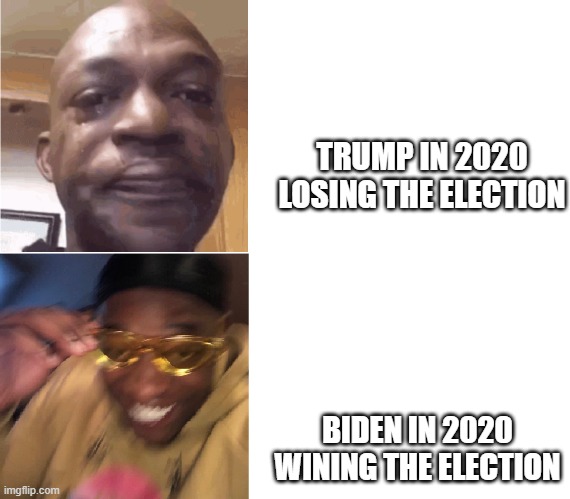 TRUMP AND BIDEN | TRUMP IN 2020 LOSING THE ELECTION; BIDEN IN 2020 WINING THE ELECTION | image tagged in then now | made w/ Imgflip meme maker