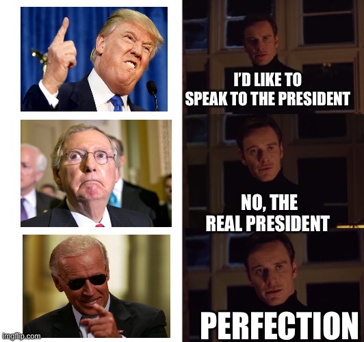 < ring ring > Hello, who is this?  Hi, this is the world calling... | I’D LIKE TO SPEAK TO THE PRESIDENT; NO, THE REAL PRESIDENT; PERFECTION | image tagged in perfection,donald trump you're fired,donald trump is an idiot,moscow mitch,joe biden,election 2020 | made w/ Imgflip meme maker
