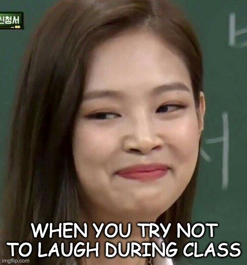 Trying Not to Laugh in Class | WHEN YOU TRY NOT TO LAUGH DURING CLASS | image tagged in blackpink,school | made w/ Imgflip meme maker