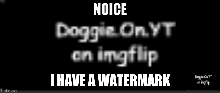 Doggie.On.YT watermark | NOICE; I HAVE A WATERMARK | image tagged in doggie on yt watermark | made w/ Imgflip meme maker