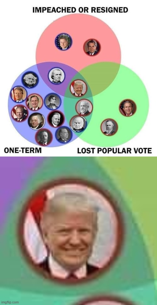 wut | image tagged in donald trump one-term impeached lost popular vote,trump is a moron,repost,venn diagram,trump impeachment,popular vote | made w/ Imgflip meme maker