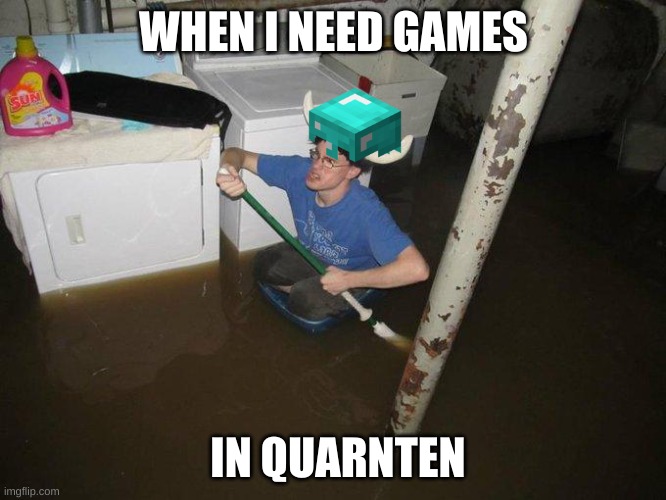 Laundry Viking | WHEN I NEED GAMES; IN QUARNTEN | image tagged in memes,laundry viking | made w/ Imgflip meme maker