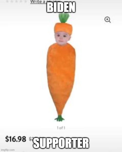 Biden Supporter | BIDEN; SUPPORTER | image tagged in biden,joe biden,biden supporter,carrot baby | made w/ Imgflip meme maker