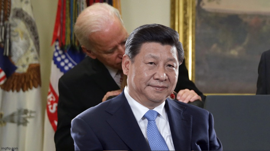Joe Biden Sniffing Winnie the Pooh | image tagged in joe biden,xi jinping | made w/ Imgflip meme maker