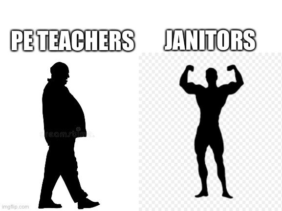 PE TEACHERS; JANITORS | image tagged in blank white template | made w/ Imgflip meme maker