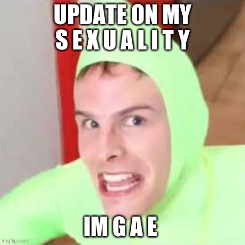 Im gay! (Idubbz) | UPDATE ON MY S E X U A L I T Y; IM G A E | image tagged in im gay idubbz | made w/ Imgflip meme maker