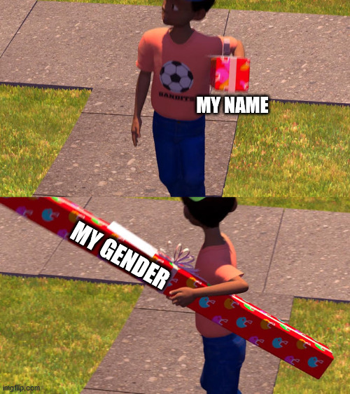 My name, my gender | MY NAME; MY GENDER | image tagged in toy story mene,trans,gender | made w/ Imgflip meme maker