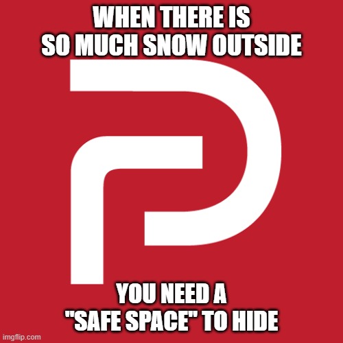 Safe space | WHEN THERE IS SO MUCH SNOW OUTSIDE; YOU NEED A "SAFE SPACE" TO HIDE | image tagged in safe space | made w/ Imgflip meme maker