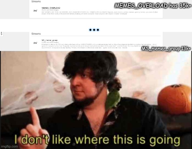 I'm scared now lol | MEMES_OVERLOAD has 35k+; ... MS_memer_group 13k+ | image tagged in jontron i don't like where this is going | made w/ Imgflip meme maker