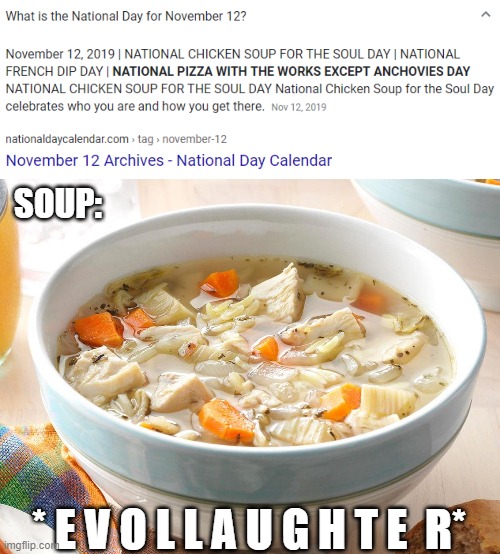 the 12th is tomorrow | SOUP:; * E V O L L A U G H T E  R* | made w/ Imgflip meme maker