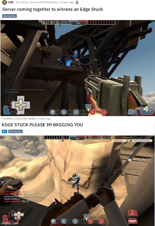 As luck would have it, both of them posted to the same subreddit | image tagged in tf2 | made w/ Imgflip meme maker