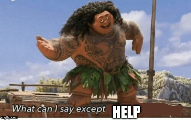 Moana maui what can I say except blank | HELP | image tagged in moana maui what can i say except blank | made w/ Imgflip meme maker