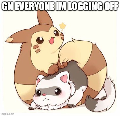 its 2:07 am XD | GN EVERYONE IM LOGGING OFF | image tagged in pok mon ferret tehe | made w/ Imgflip meme maker