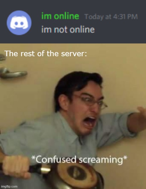  The rest of the server: | image tagged in filthy frank confused scream,memes | made w/ Imgflip meme maker