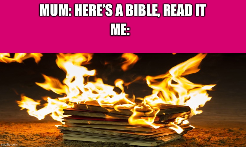 Don’t read | ME:; MUM: HERE’S A BIBLE, READ IT | image tagged in bible | made w/ Imgflip meme maker