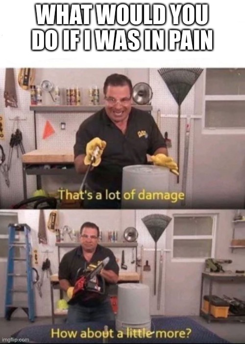 Now That's a lot of Damage | WHAT WOULD YOU DO IF I WAS IN PAIN | image tagged in now that's a lot of damage | made w/ Imgflip meme maker